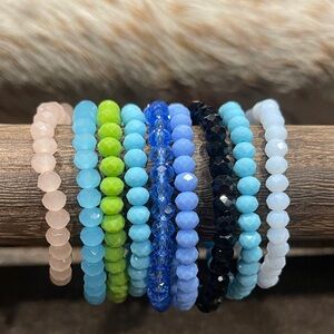 Multicolor Beaded Bracelet Set of 9 stretchy bracelets